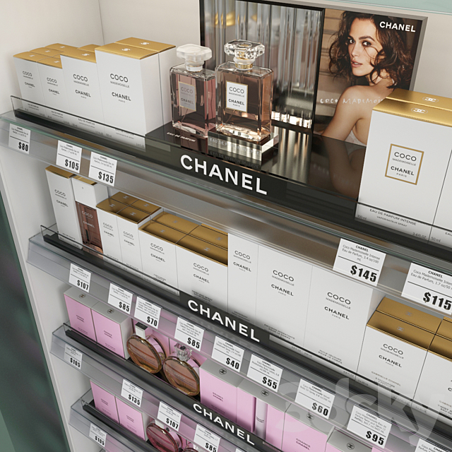 Trade rack with perfume Chanel 3DS Max Model - thumbnail 4