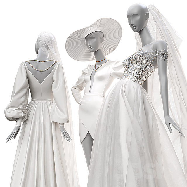 Wedding clothes on mannequins 002 3DS Max Model - thumbnail 2