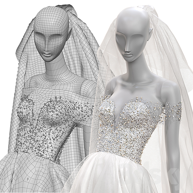 Wedding clothes on mannequins 002 3DS Max Model - thumbnail 3