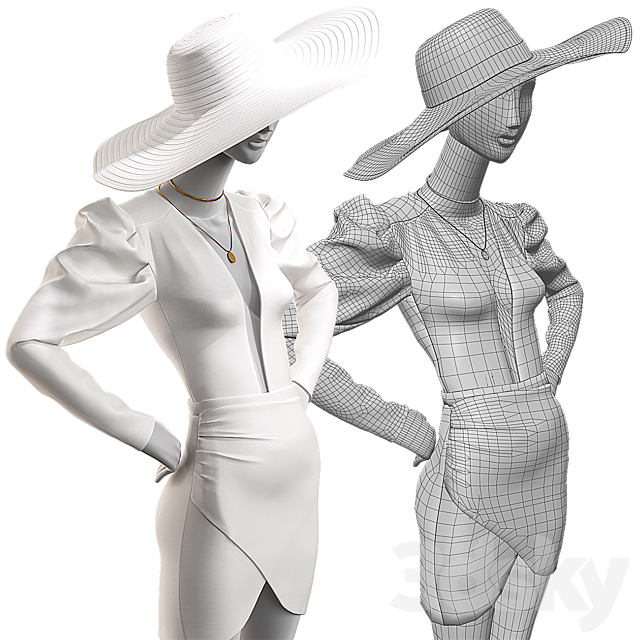 Wedding clothes on mannequins 002 3DS Max Model - thumbnail 4