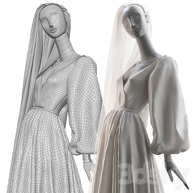 Wedding clothes on mannequins 002 3DS Max Model - thumbnail 5