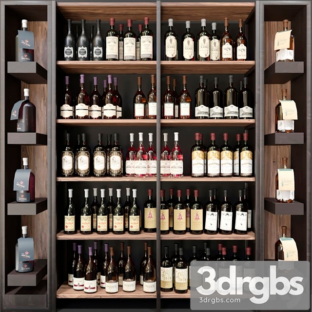 Wine Cabinet with Collection Wine 9 Wine Restaurant 3dsmax Download - thumbnail 1