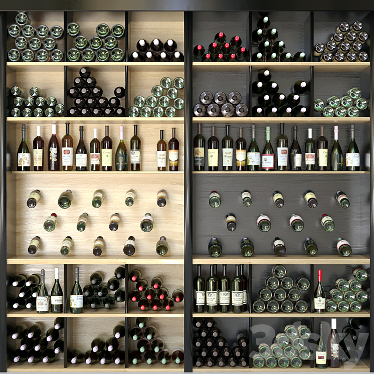 Wine cabinet with wine 3. Alcohol 3DS Max - thumbnail 1