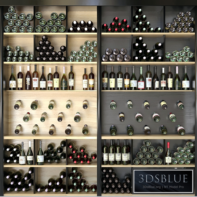 Wine cabinet with wine 3. Alcohol 3DS Max - thumbnail 3