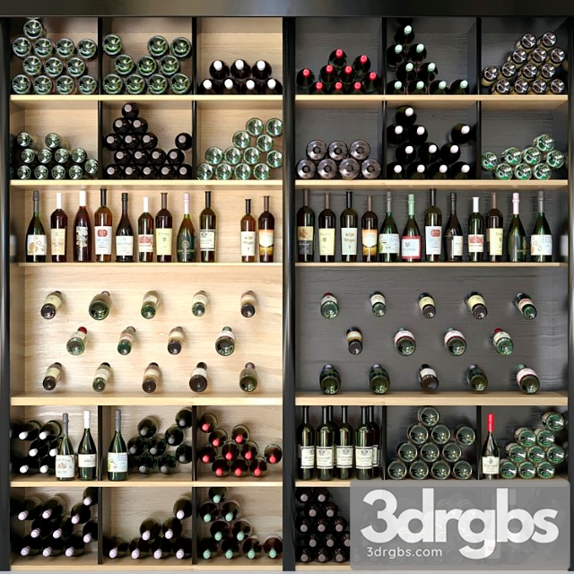 Wine cabinet with wine 3. alcohol 3dsmax Download - thumbnail 1