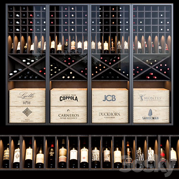 wine shelf 04 3DS Max Model - thumbnail 1