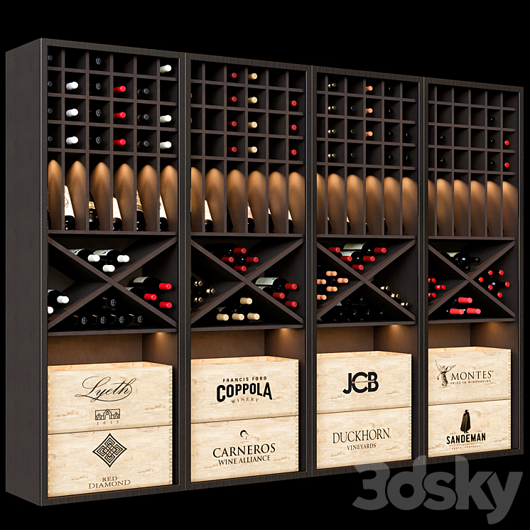 wine shelf 04 3DS Max Model - thumbnail 2