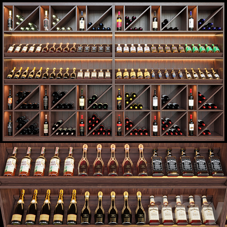 wine shelf 04 3DS Max - thumbnail 1