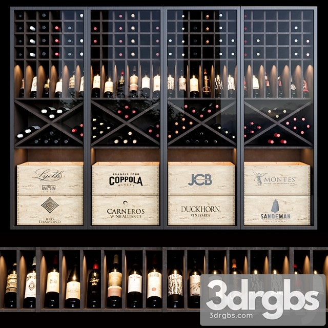 Wine shelf 04 3dsmax Download - thumbnail 1