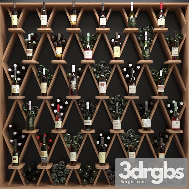 Wine shelf in a liquor store 2. alcohol 3dsmax Download - thumbnail 1