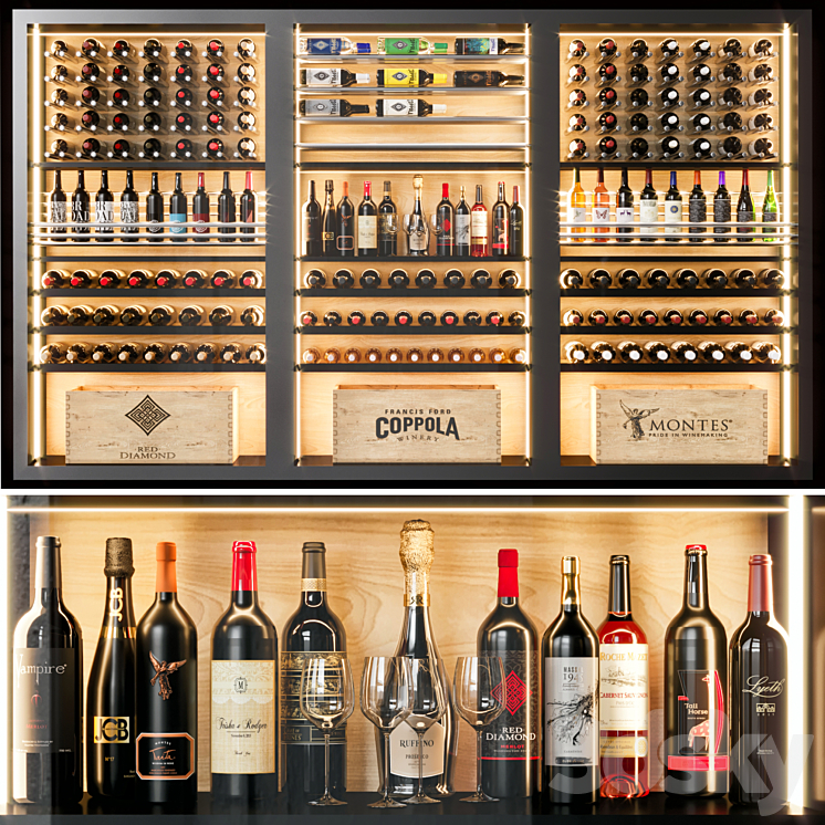 wine shelfs 06 3DS Max - thumbnail 1