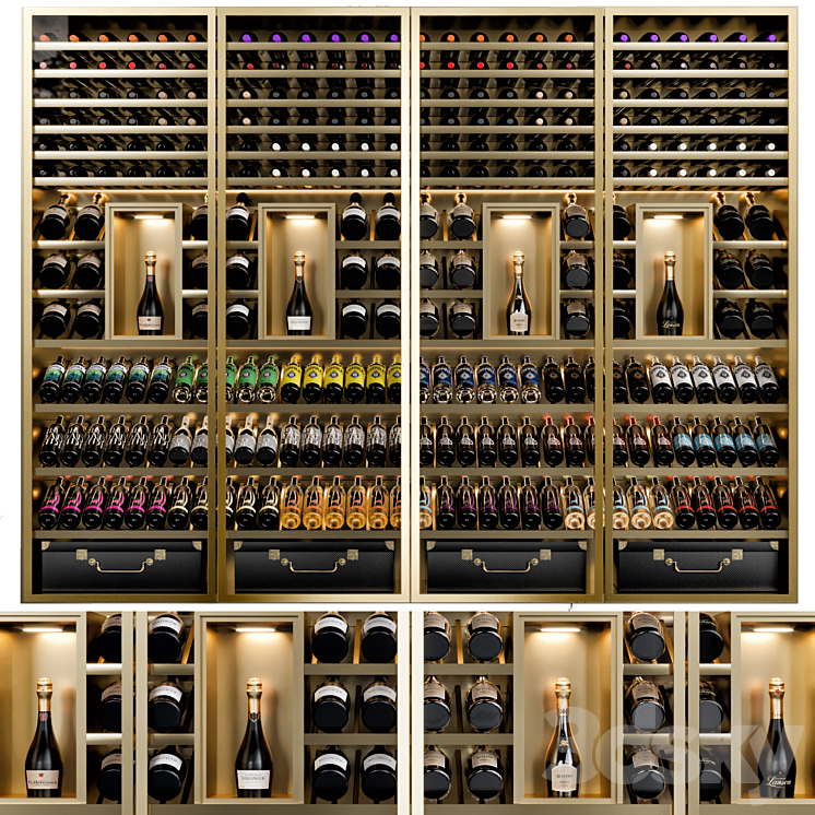 wine shelfs 07 3DS Max Model - thumbnail 1