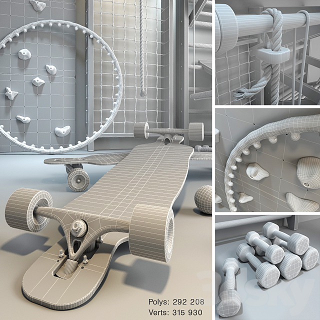 A set of sports equipment 3DSMax File - thumbnail 3