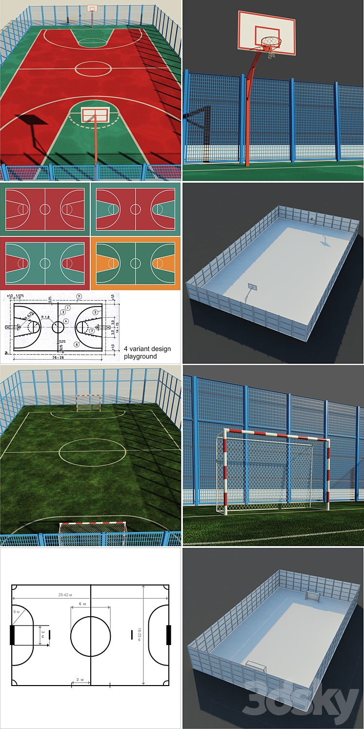 A set of sports fields – Set sport playground 3DS Max Model - thumbnail 2