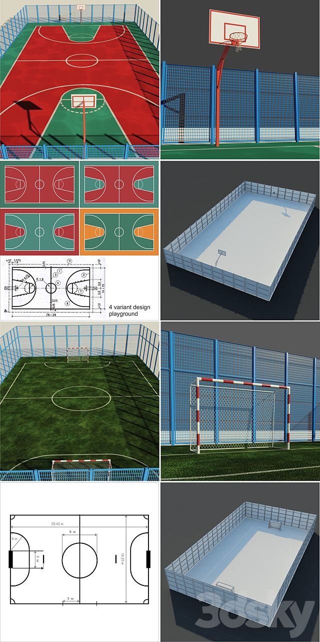 A set of sports fields – Set sport playground 3DSMax File - thumbnail 2