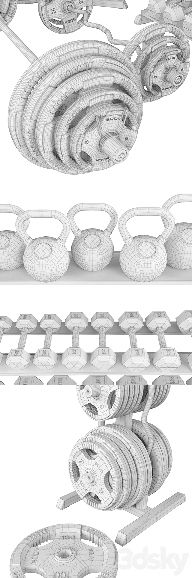 A set of weights for the gym from BodySolid 3DS Max Model - thumbnail 3