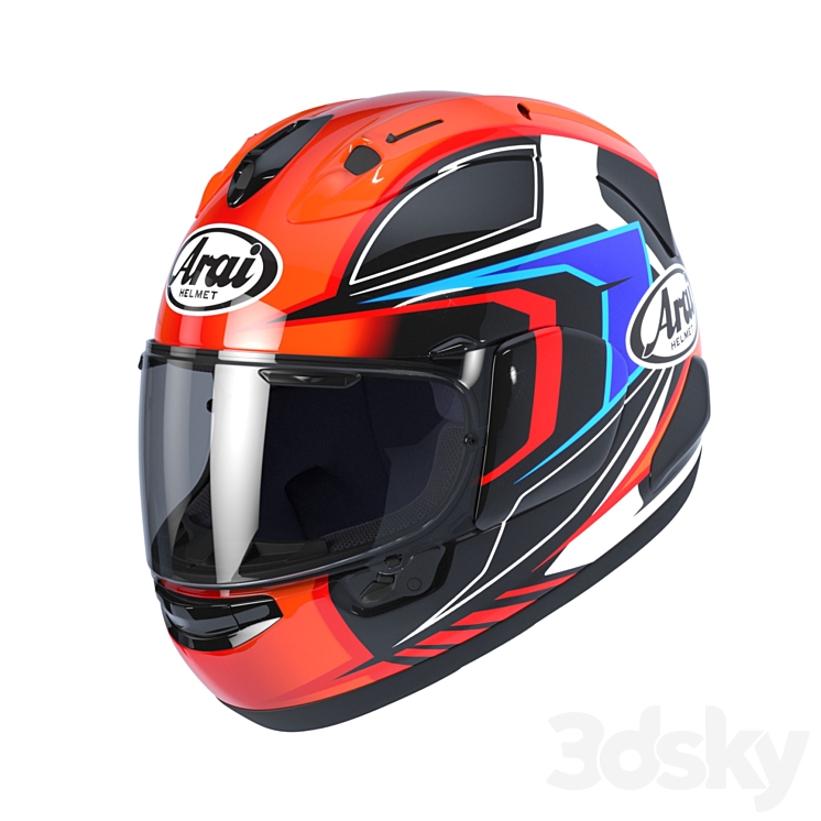 ARAI RX-7V MAZE RED \/ FROST BLACK motorcycle helmet 3DS Max Model - thumbnail 1