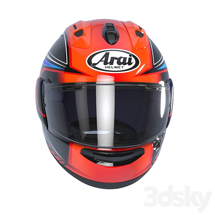 ARAI RX-7V MAZE RED \/ FROST BLACK motorcycle helmet 3DS Max Model - thumbnail 2