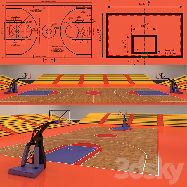 Basketball Court 3ds Max - thumbnail 1