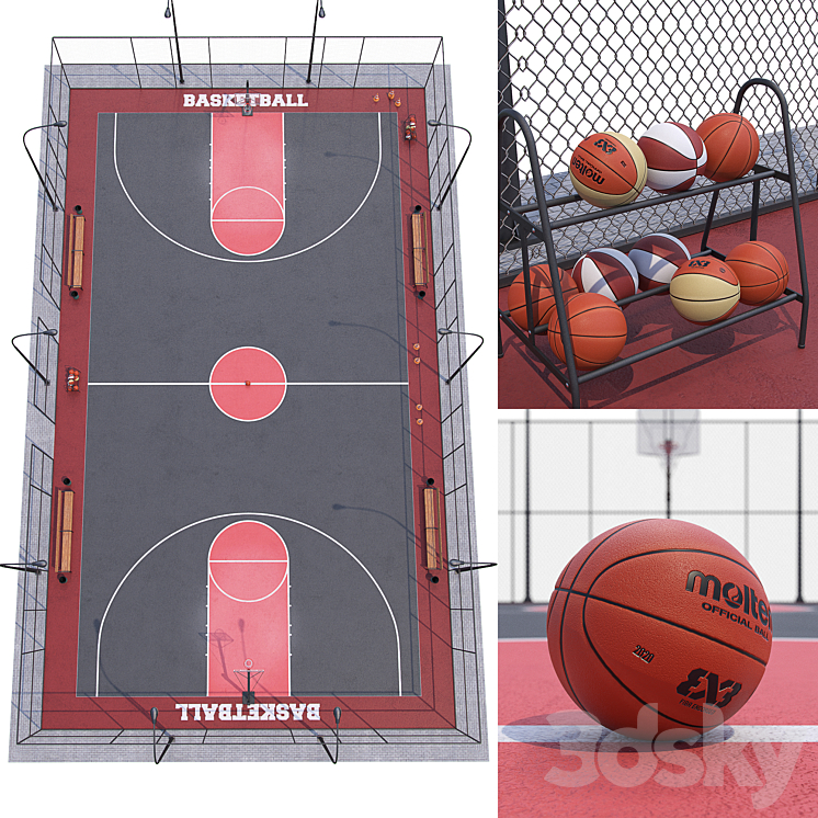 Basketball field 3DS Max - thumbnail 1