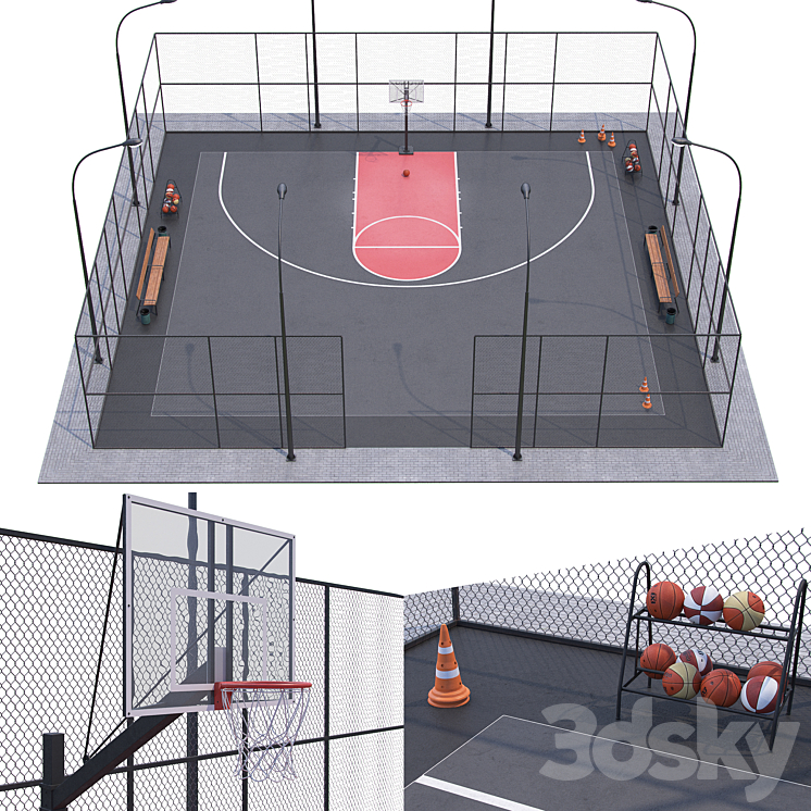 Basketball field 3DS Max - thumbnail 1