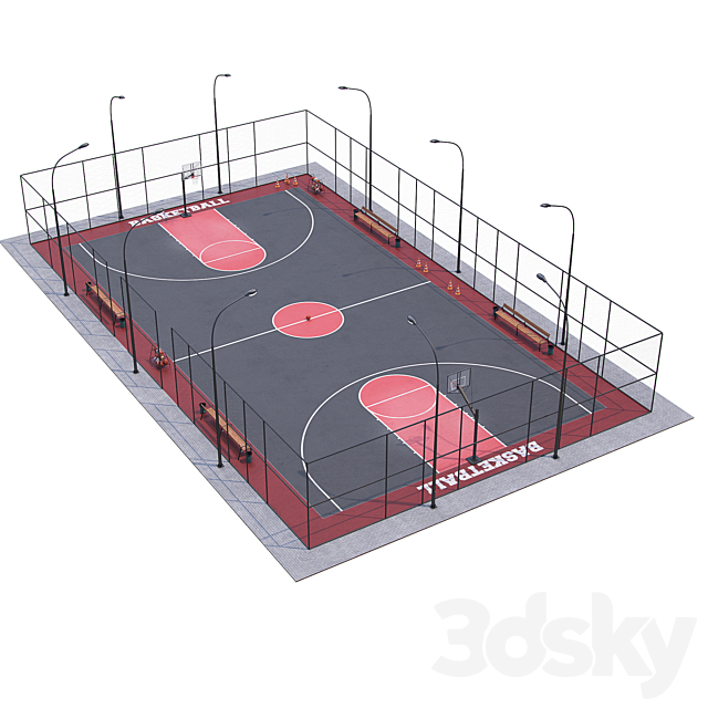 Basketball field 3DS Max Model - thumbnail 2