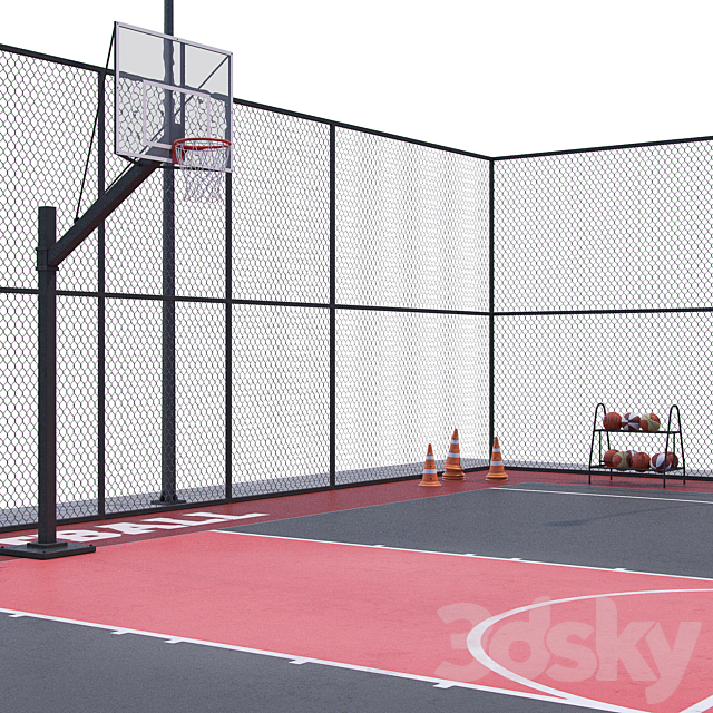 Basketball field 3DS Max Model - thumbnail 3