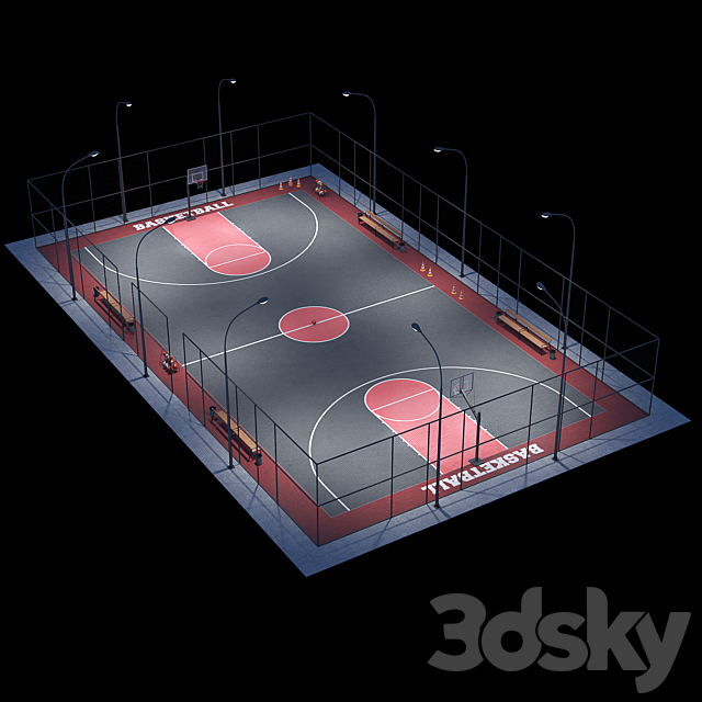 Basketball field 3DS Max Model - thumbnail 4