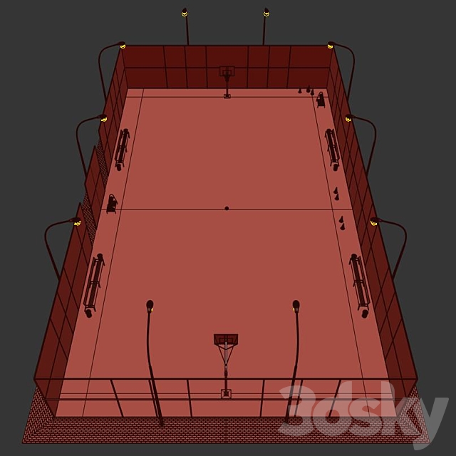 Basketball field 3DS Max Model - thumbnail 5