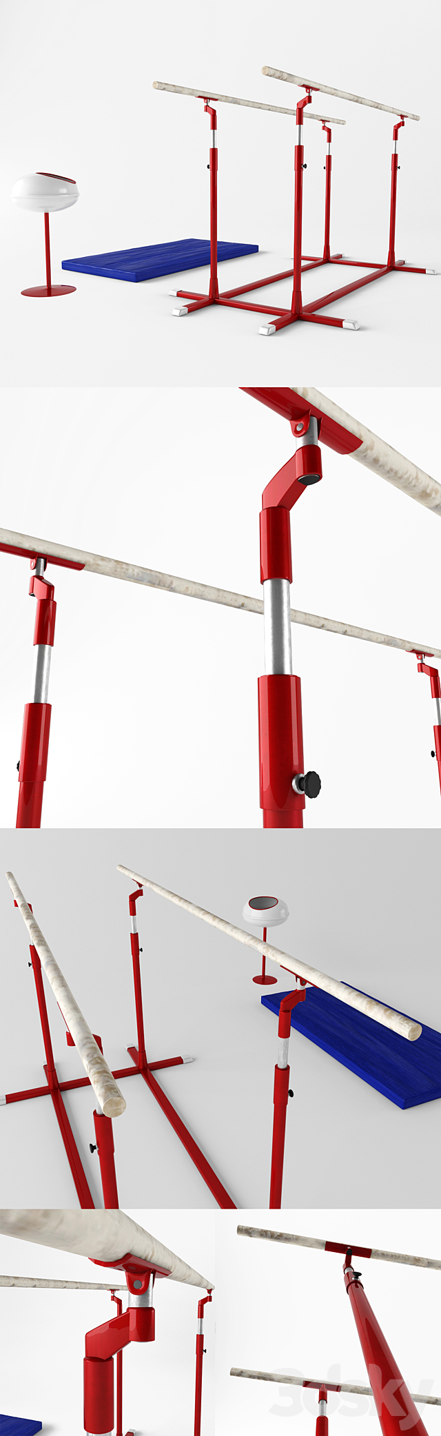 Beam gymnastic and parallel bars 3DS Max Model - thumbnail 2