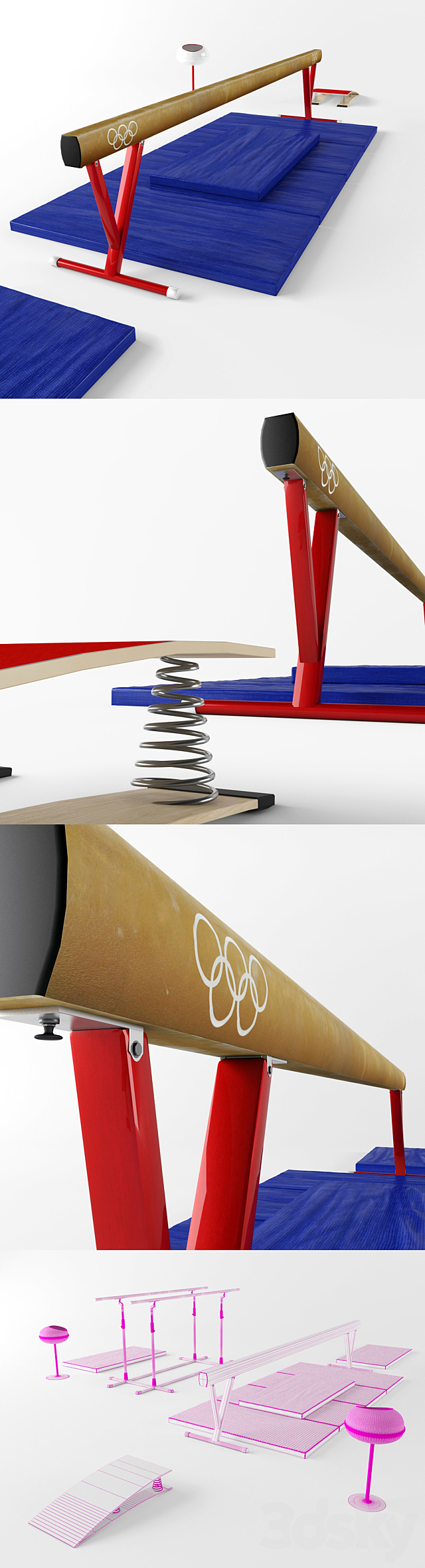 Beam gymnastic and parallel bars 3DS Max Model - thumbnail 3