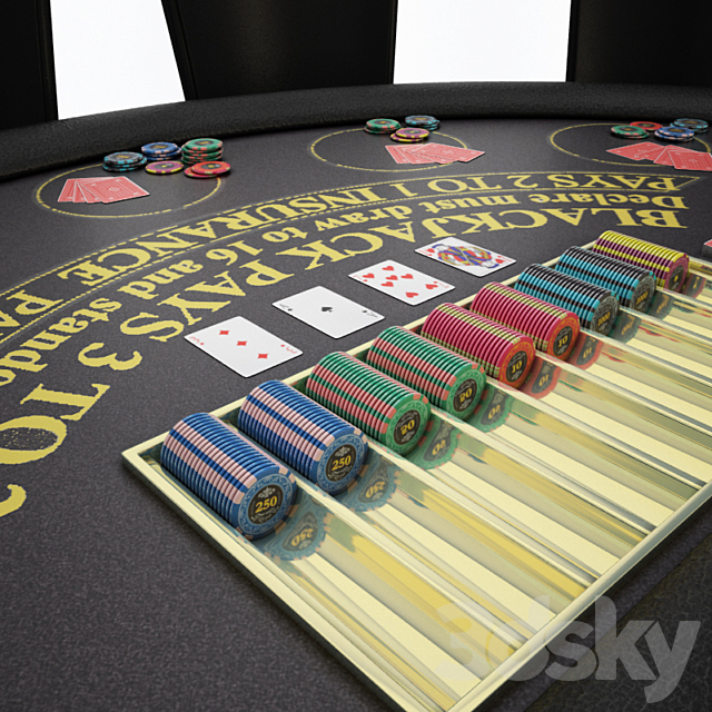 Blackjack Table Casino 3DS Max Model - thumbnail 2