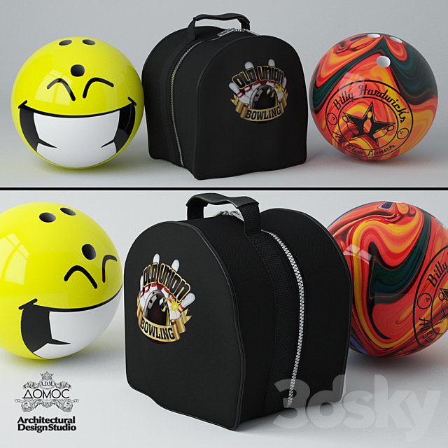 Bowling bag & balls 3DS Max Model - thumbnail 3