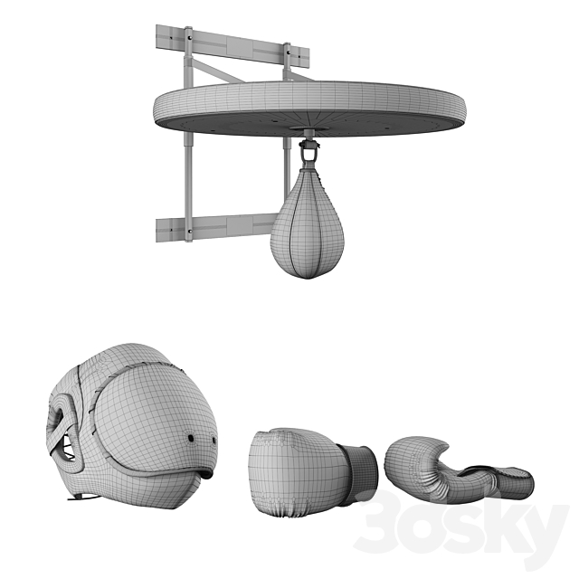 Boxing gym equipment 3DS Max Model - thumbnail 2