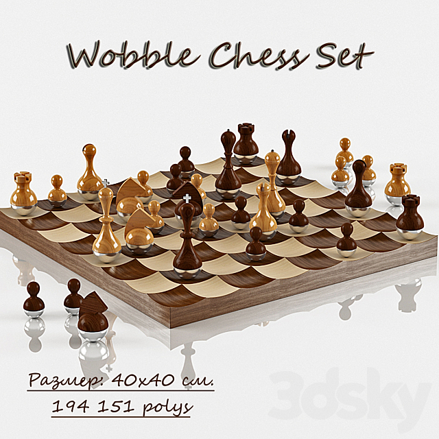 Chess – “dolls” Wobble Chess Set 3ds Max - thumbnail 1