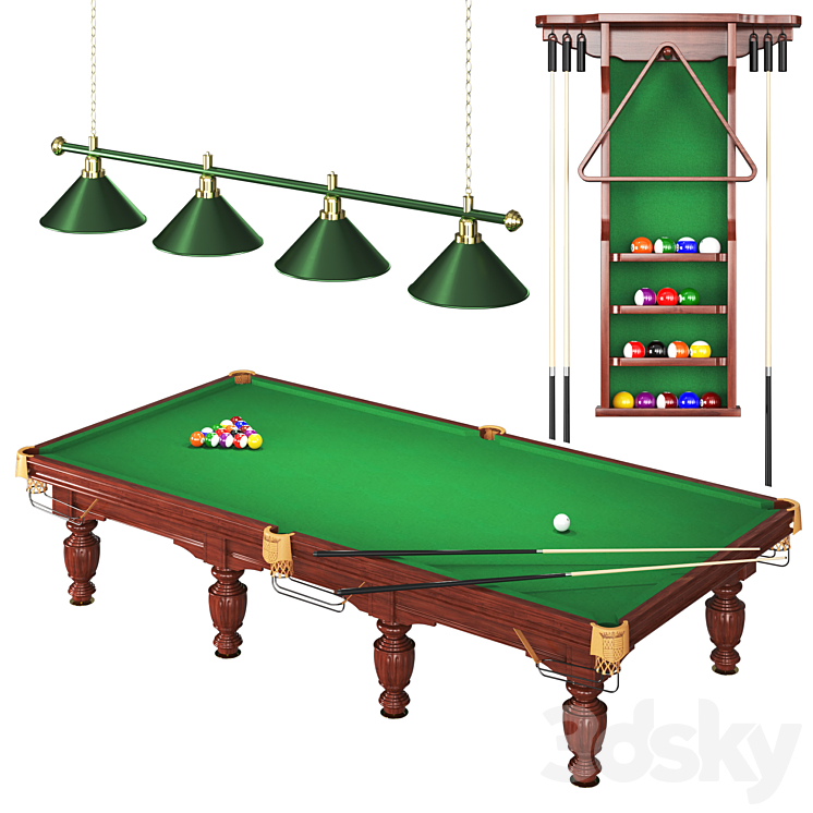 Classic Pool Table 3DS Max - thumbnail 1