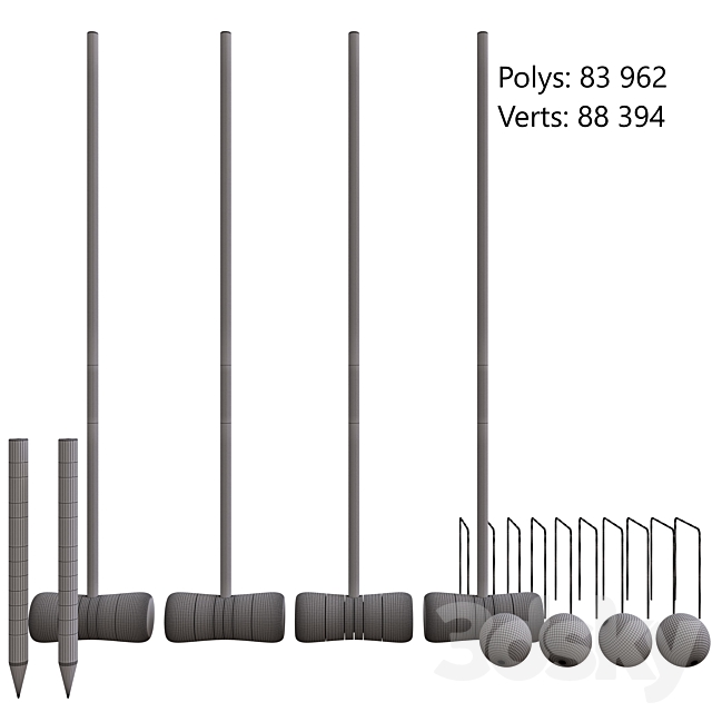 Croquet set 3DS Max Model - thumbnail 4