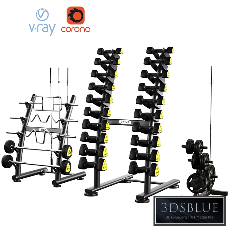 Dumbbell barbell set ZIVA 3DS Max - thumbnail 3