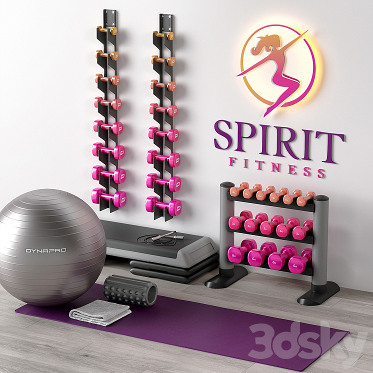 Excellent set for a fitness room. Sport equipment. Set 3DS Max Model - thumbnail 1