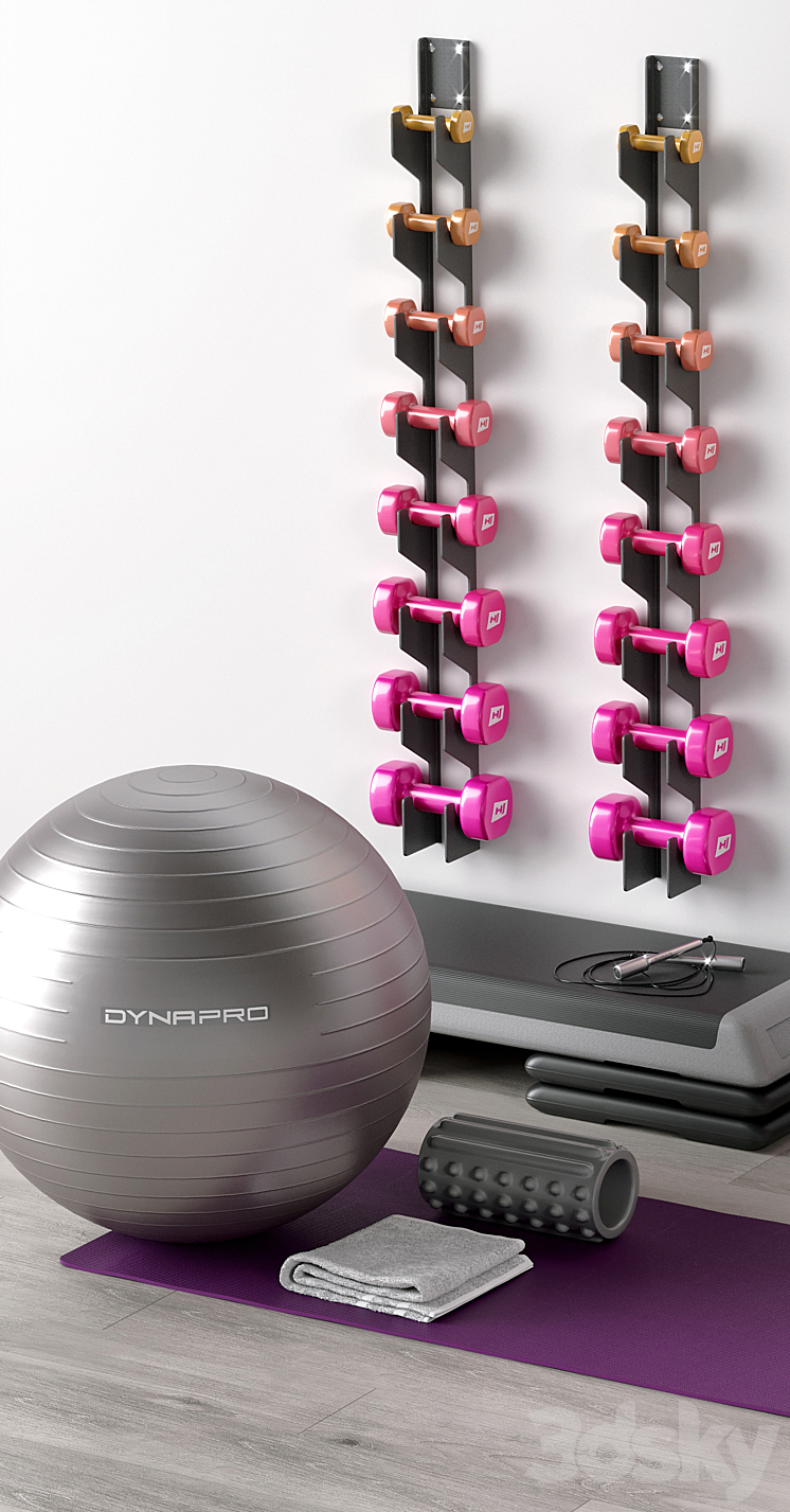 Excellent set for a fitness room. Sport equipment. Set 3DS Max Model - thumbnail 2