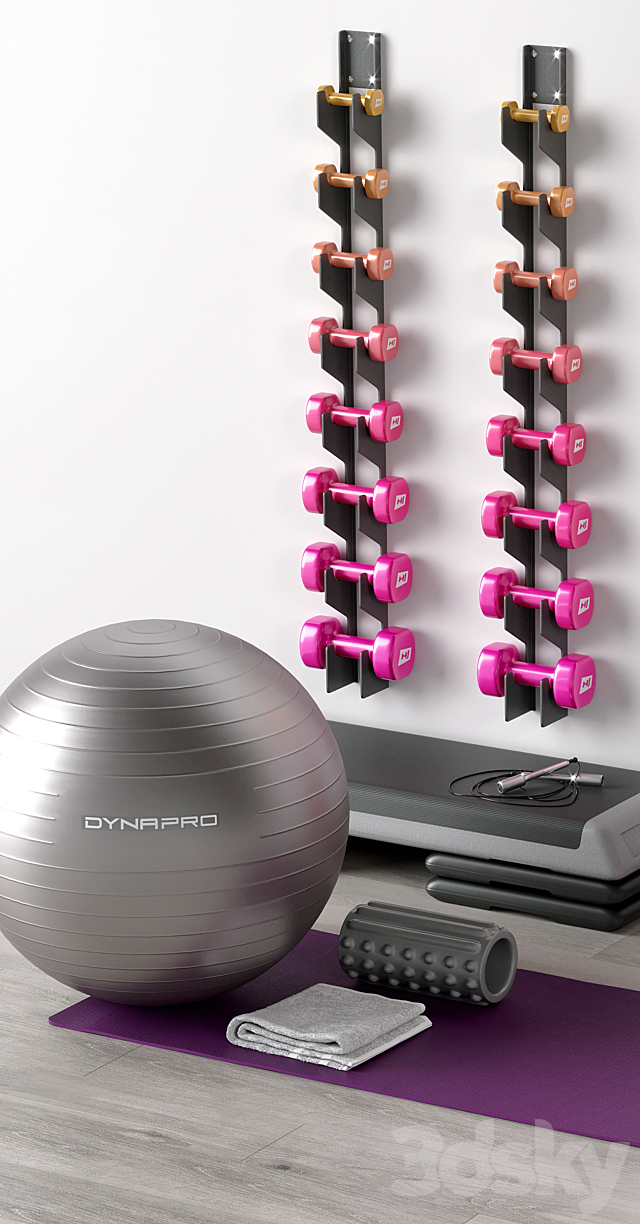 Excellent set for a fitness room. Sport equipment. Set 3DSMax File - thumbnail 2