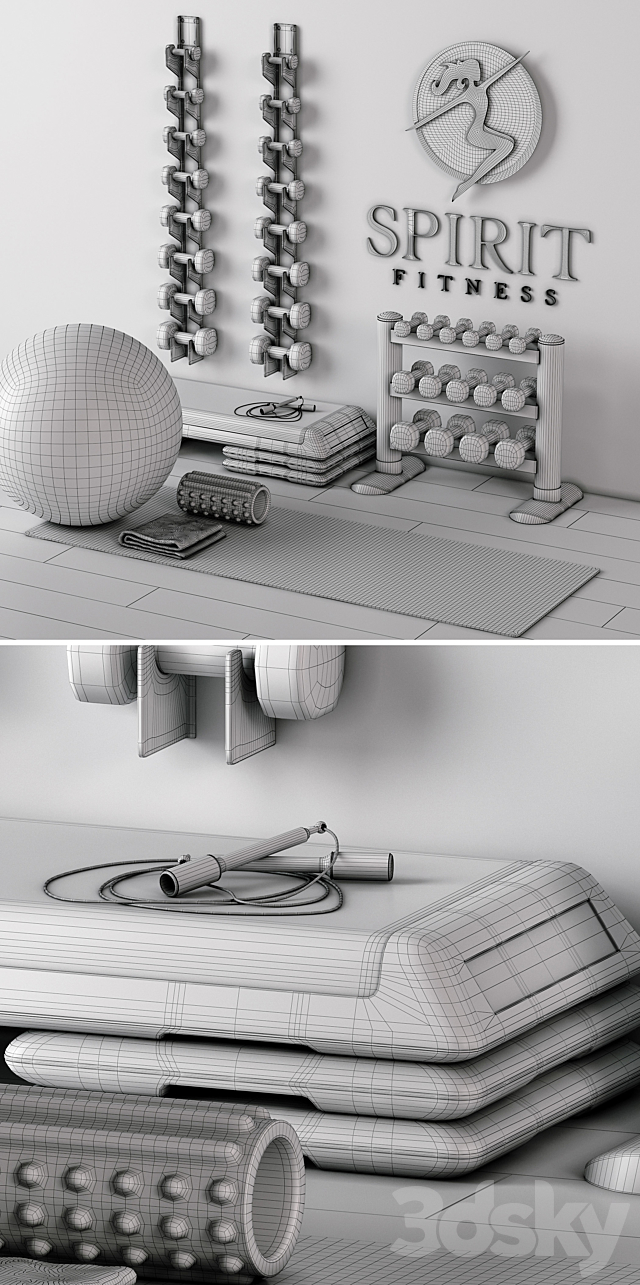 Excellent set for a fitness room. Sport equipment. Set 3DSMax File - thumbnail 5