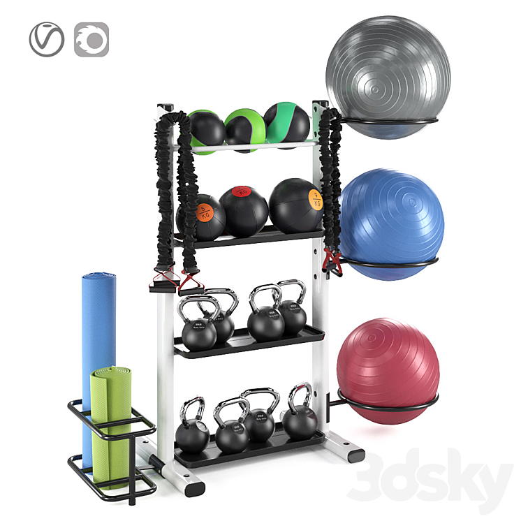 Fitness accessories rack 3DS Max - thumbnail 1