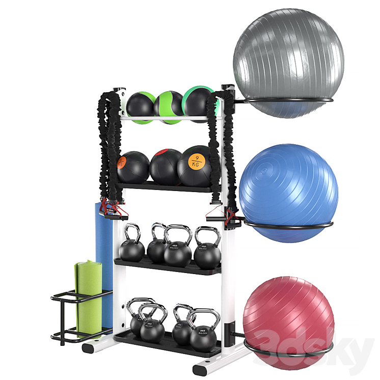 Fitness accessories rack 3DS Max - thumbnail 2