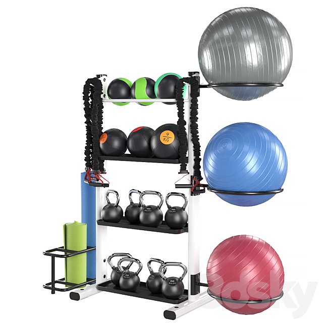 Fitness accessories rack 3DS Max Model - thumbnail 2