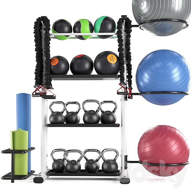 Fitness accessories rack 3DS Max Model - thumbnail 3