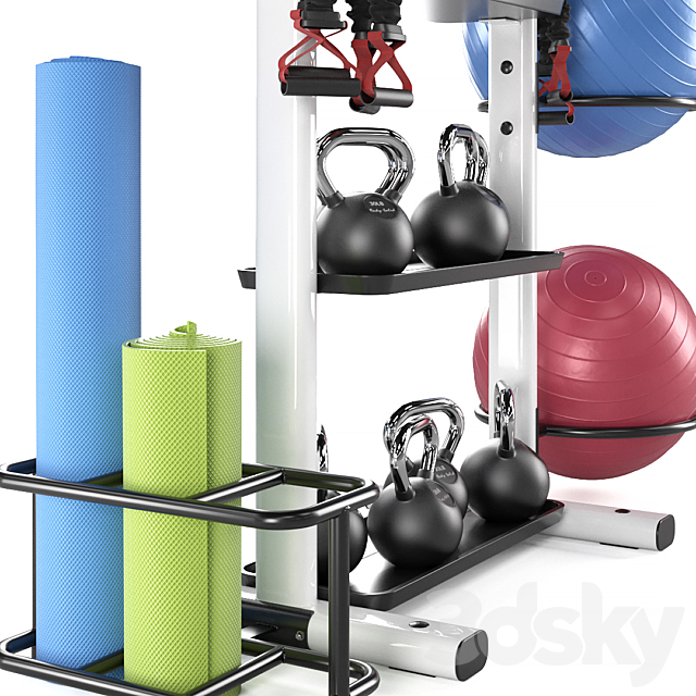 Fitness accessories rack 3DS Max Model - thumbnail 4