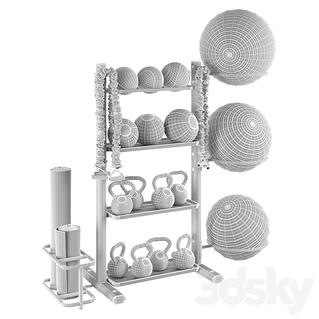 Fitness accessories rack 3DS Max Model - thumbnail 5