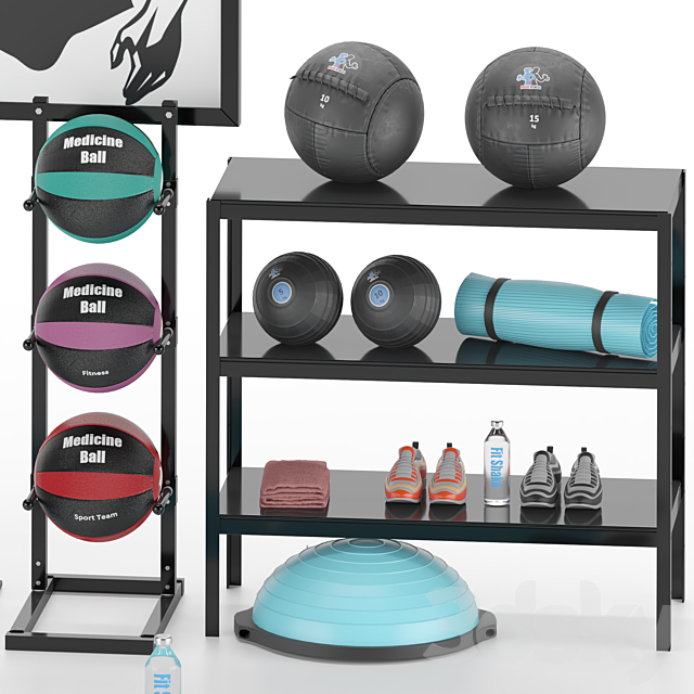 Fitness Equipment room set 02 3DS Max Model - thumbnail 2