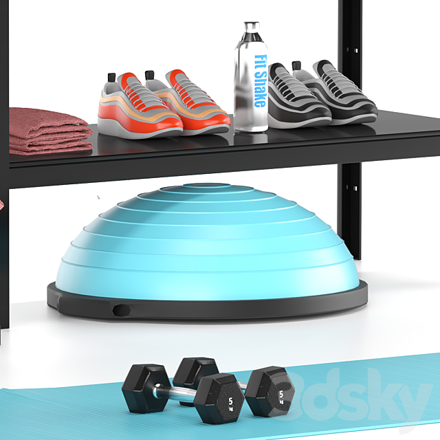 Fitness Equipment room set 02 3DS Max Model - thumbnail 5